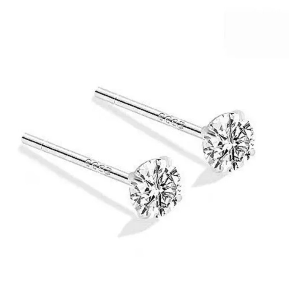 Baby Round Cubic Zirconia Stud Earrings Fine Silver NEW